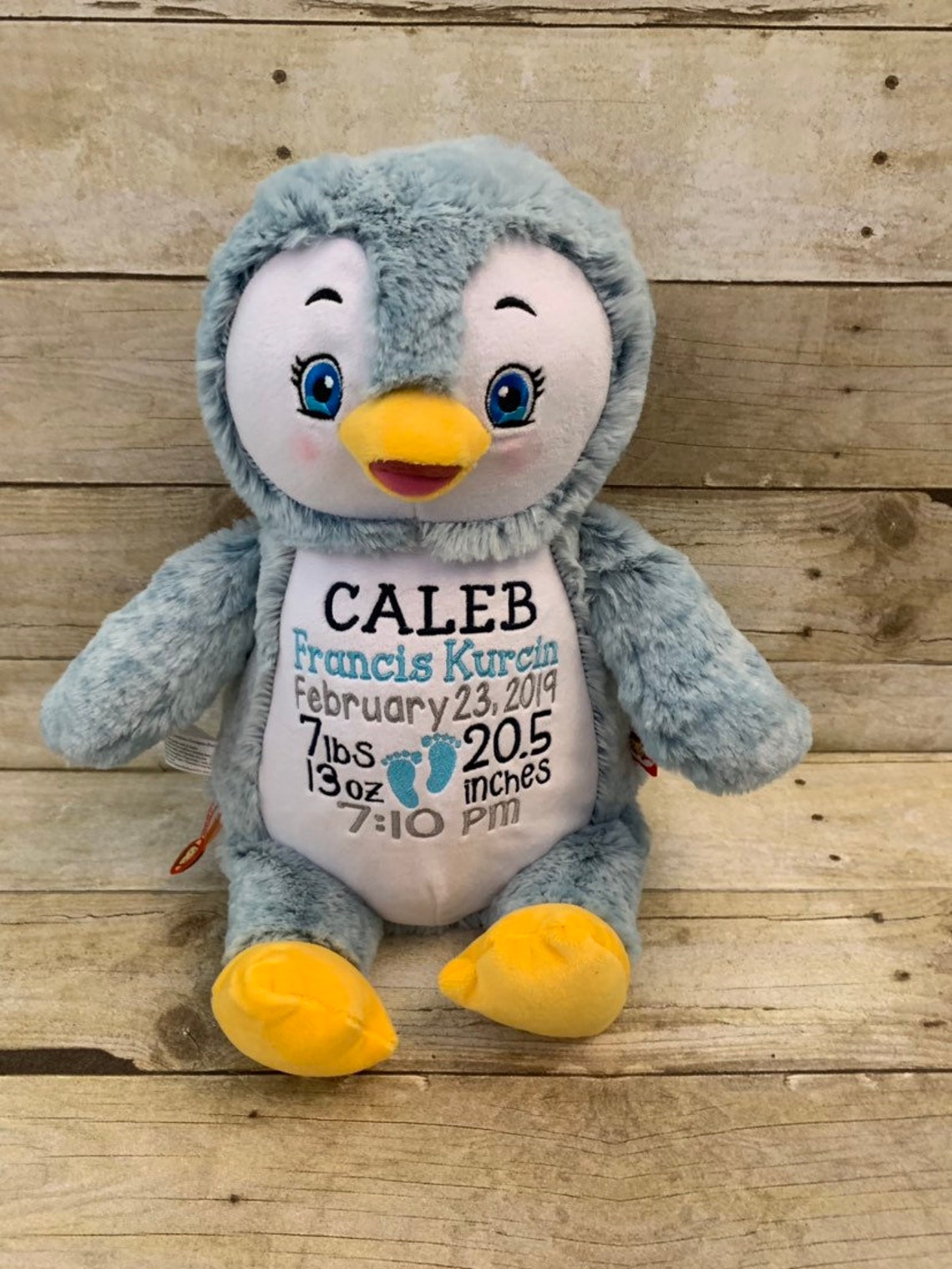 Personalized Baby Gift Personalized Penguin Birth Stat Etsy