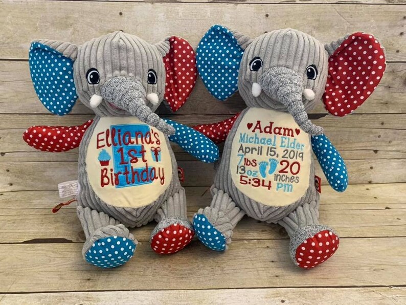 Birth Stat Stuffed Animal Personlized Birth Stat Elephant Stuffed