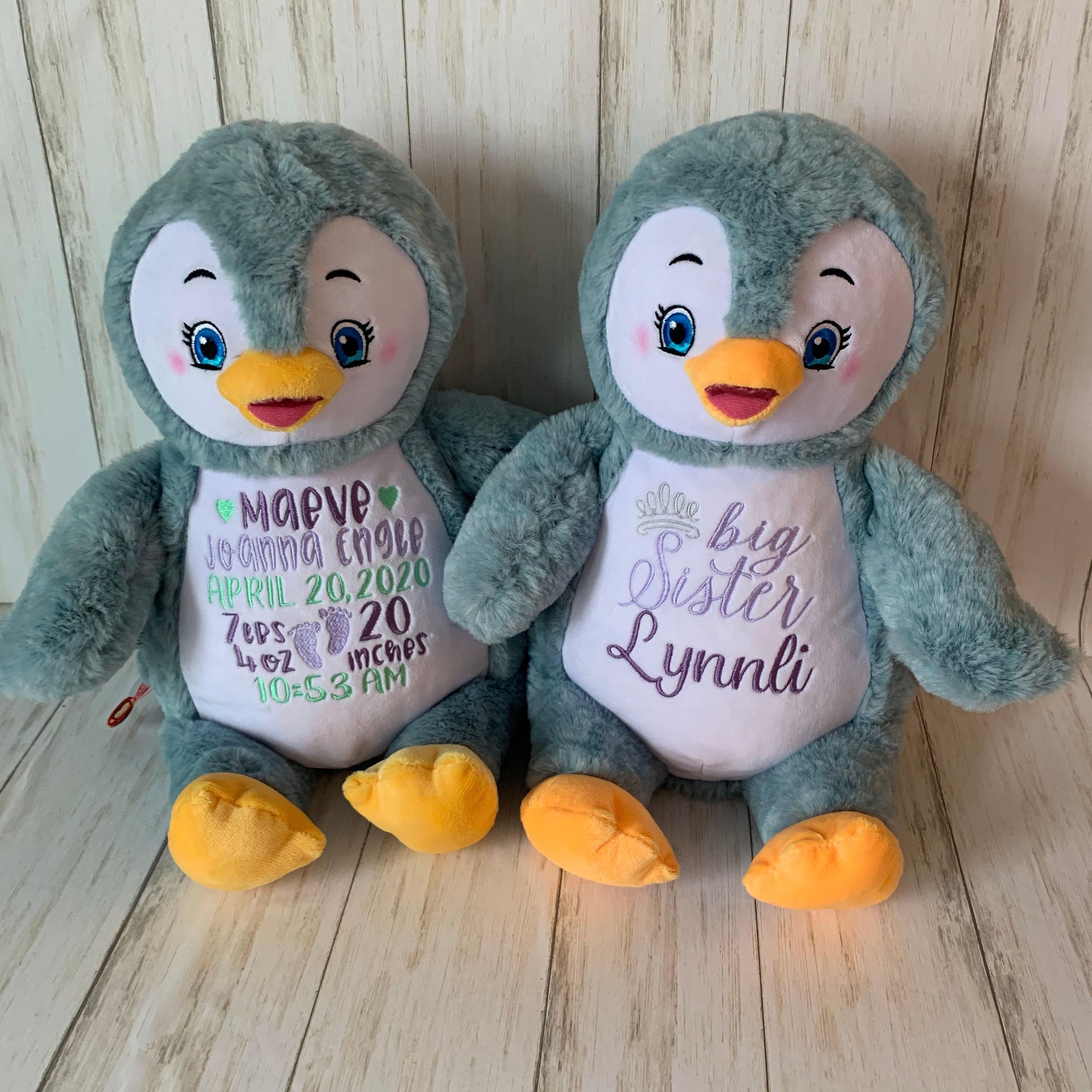 Personalized baby gift Personalized Penguin Birth Stat Etsy.de