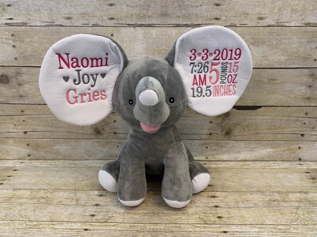 Personalized Elephant, Personalized Baby Gift, Dumble, Embroidered