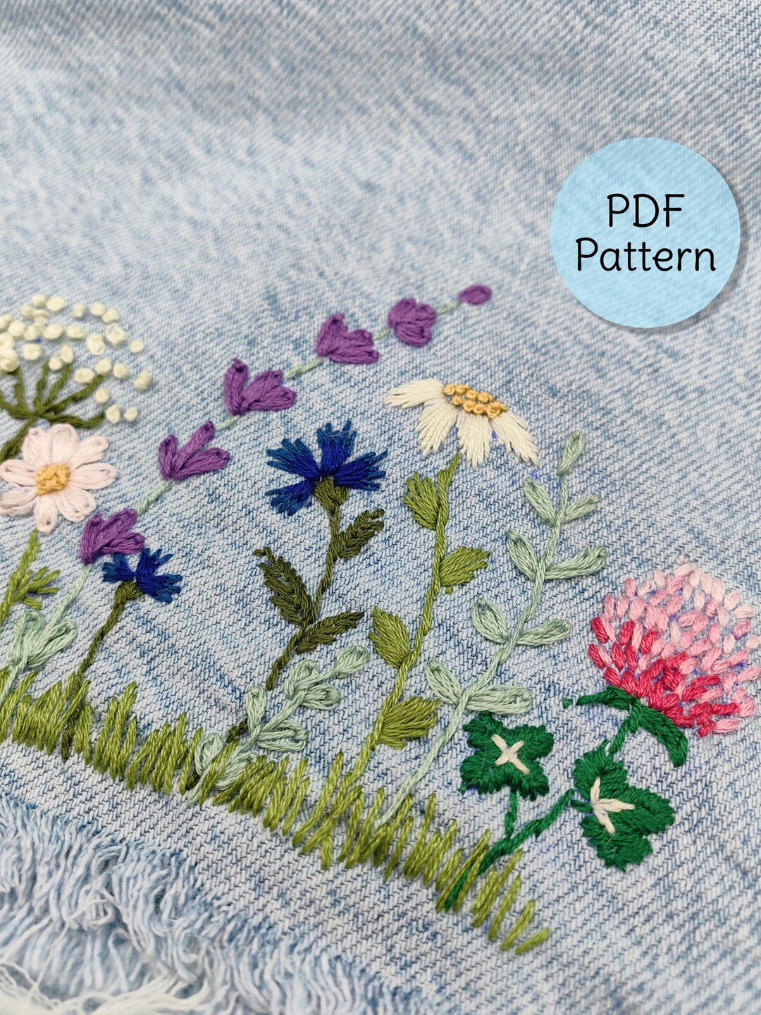 Wildflowers Hand Embroidery Design (PDF Download)| Beginners Embroidery ...