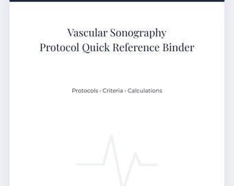 Paquete básico de ecografista vascular / Carpeta de referencia rápida de protocolos + Libro de registro clínico / Plantillas editables de Canva