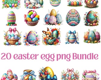Clipart di uova di Pasqua ad acquerello, pacchetto PNG (download digitale)