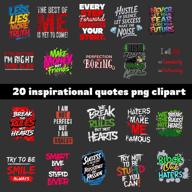 Graffiti Motivation Quotes PNG Bundle, Urban Street Art Graphics ...