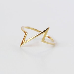 Heartbeat Ring, 10k Gold Ring, Lightning Bolt Ring, Sterling Silver Ring, Zig Zag Ring, Unique Ring, Pulse Ring, Heart Beat Ring, Ekg Ring