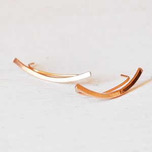 Minimalist Rose Gold Ear Climbers, Simple Gold Filled Ear Cuff, Rose Gold Ear Crawlers,  Rose Gold Bar Earring