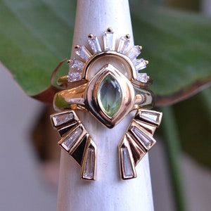 Aqua Marquise Signet Ring, Gold Gemstone Signet, Blue Green Watermelon Quartz Stone Ring, Adjustable Gold Signet Ring