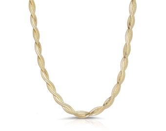Twist Herringbone Chain Necklace, Gold Double Herringbone Necklace, Gold Filled Layering Necklace