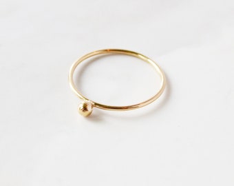 Gold Ball Ring, Gold Filled Stacking Ring, Gold Stacker, Delicate Gold Ring, Holiday Gift for Her, Simple Gold Jewelry