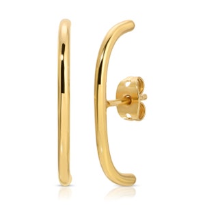 Gold Ear Suspender Earrings, Gold Filled Huggie Earring, Gold Ear Cuff, Gold Suspender Hoop, Gold Ear Bar Cuff image 3