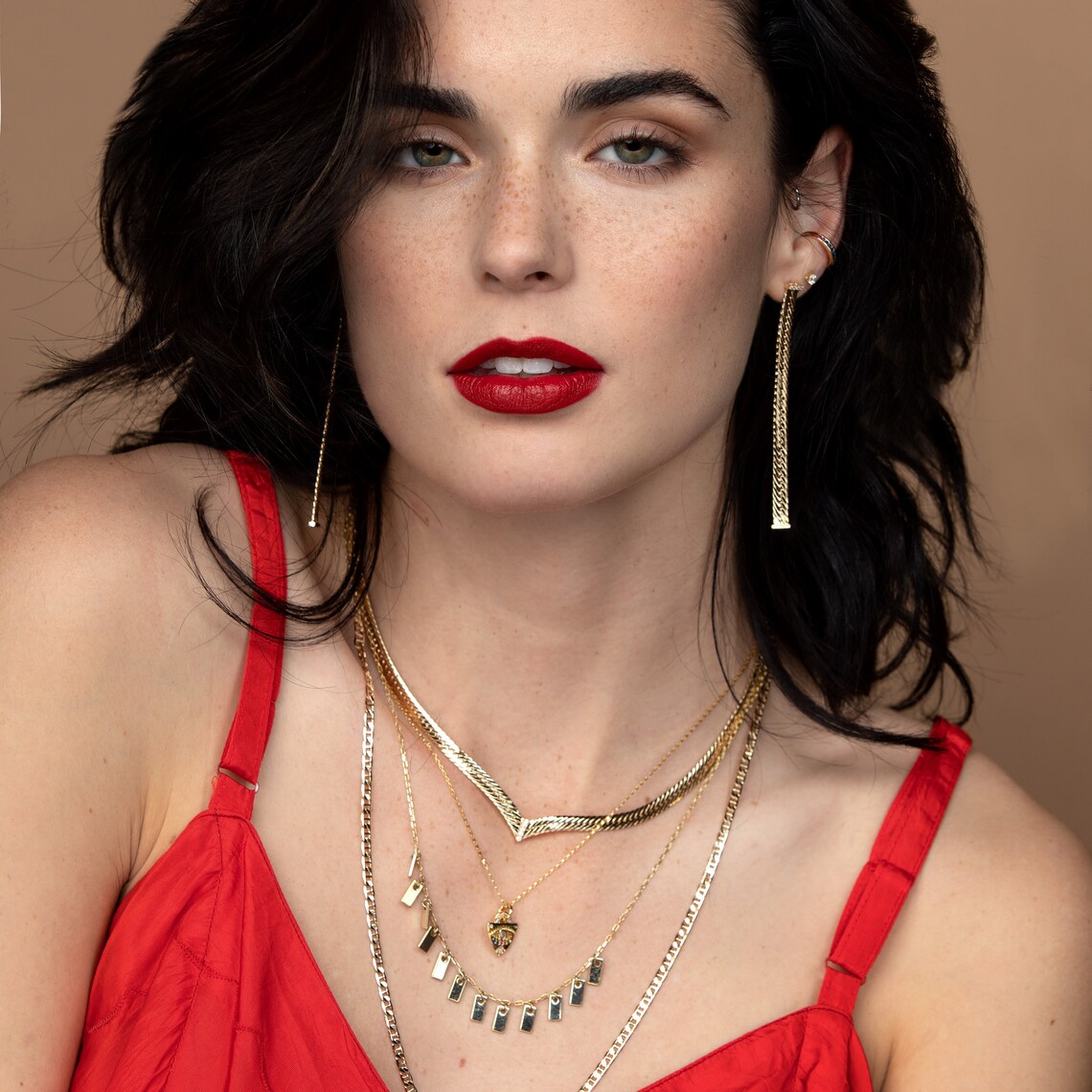 Herringbone Chain Earrings Minimalist Long Chain Earrings CZ Etsy