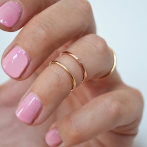 SOLID 14K Gold Knuckle Ring-  Rose Gold or Yellow Gold- Simple Gold Midi Ring, Gold Stacking Ring- sizes 2-11