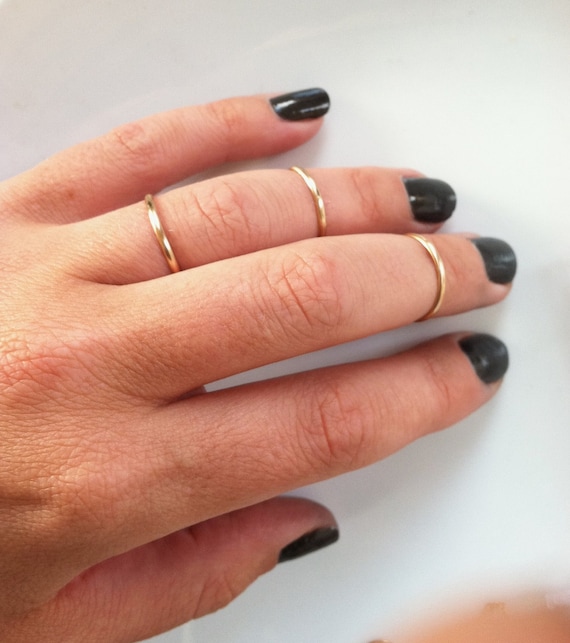 Set of Mid Knuckle Rings -14K Gold Filled Stacking Rings, Midi