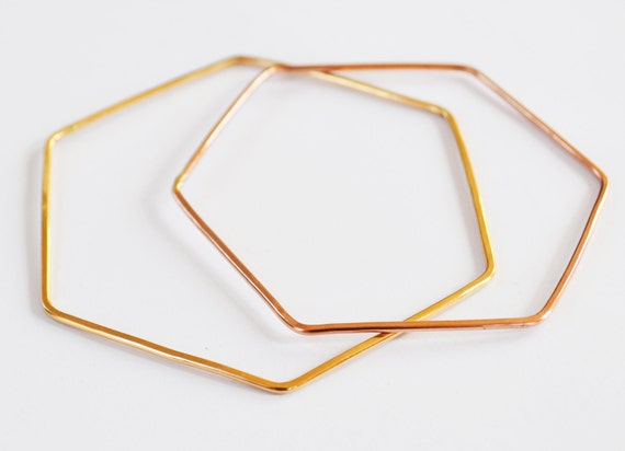 Hexagon Bracelet Hexagon Bangle Bracelet Stacking Bracelets