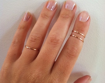 Holiday Gift Set of 3 Stacking Rings, Gold Filled Midi Ring Set, Rose Gold Rings, Sterling Silver Knuckle Rings, Stackable Ring Set