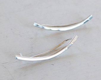 Sterling Silver Ear Climbers, Simple Silver Ear Cuff, Sterling Silver Ear Crawlers, Ear Sweep, Minimalist Silver Jewelry