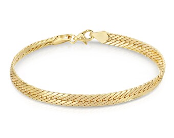 Gold Herringbone Chain Bracelet, Gold Chain Link Bracelet, Minimalist Gold Bracelet