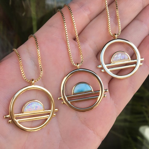14k Gold Geometric Gemstone Half Moon Necklace 14k Gold Geometric Gemstone Half Moon Necklace