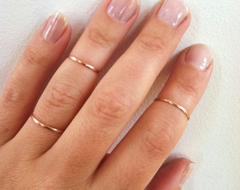 Thin Rose Gold Ring- 14K Gold Filled Knuckle Ring- Skinny Ring, Gold Midi Ring,  Plain Band Ring in any size