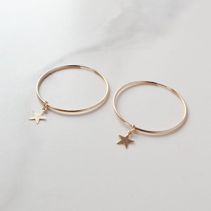Star Hoop Earrings, 14k Gold Filled Hoop, Gold Hoop Earrings, Gold Filled Hoops, Large Hoop Earrings, Gold Star Charm, Lightweight Hoops