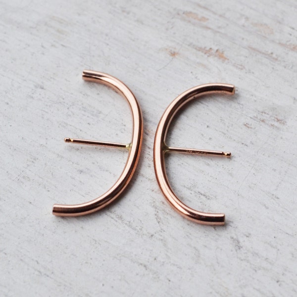 Minimalist Rose Gold Ear Suspender, 14K Gold Filled Suspender Earrings, Gold Ear Cuff, Rose Gold Wrap Hoop,  Huggie Earring, Hook Ear Bar