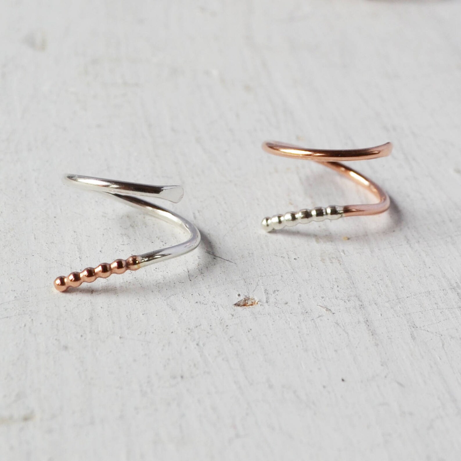 Rattlesnake Ring Mixed Metal Spiral Ring Gold Snake Ring Etsy