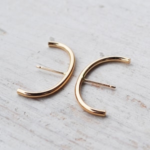Gold Ear Suspender Earrings, Gold Huggie Earring, Gold Ear Cuff, Gold Suspender Hoop, Gold Ear Bar Cuff