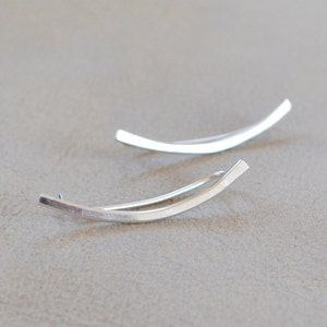 Sterling Silver Ear Climbers, Simple Silver Ear Cuff, Sterling Silver Ear Crawlers, Ear Sweep, Minimalist Silver Jewelry image 3