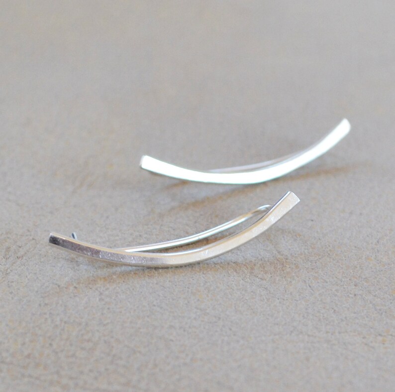 Sterling Silver Ear Climbers, Simple Silver Ear Cuff, Sterling Silver Ear Crawlers, Ear Sweep, Minimalist Silver Jewelry image 3