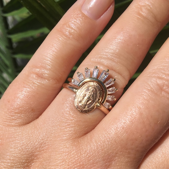 Small Mary Ring, Sterling Silver Virgin Mary Ring, Miraculous Metal Ring,  14K Gold Filled Religious Ring - Etsy