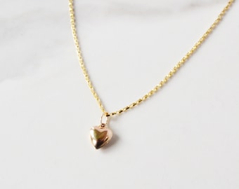 Heart of Gold Necklace, Valentines Jewelry Gift, Gold Charm Necklace, Delicate Layering Necklace, Heart Necklace, 14K Gold Filled