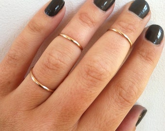 Set of 3 Mid Knuckle Rings -14K Gold Filled Stacking Rings, Midi Ring,  Gold Rings-in any sizes