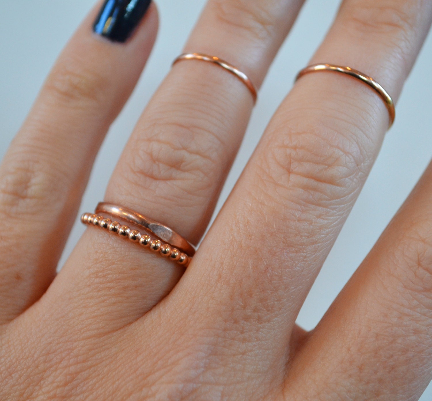 Ring Gift Set, 4 Gold Rings, 14K Gold Filled Stacking Rings, Rose Gold ...