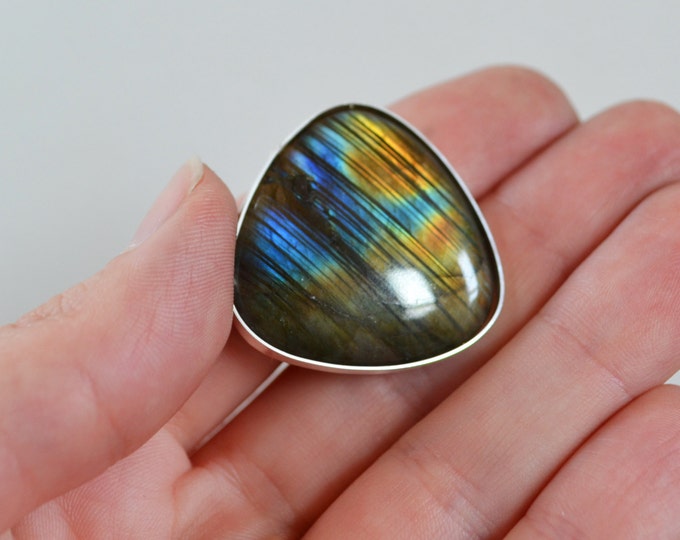 Northern Lights Labradorite Ring Sterling Silver Stone Ring Etsy