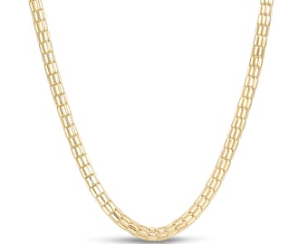 Cholla Chain Necklace, Thick Gold Collar Necklace, Mesh Chain Layering Necklace, Gold Filled Chain, Round Snake Chain