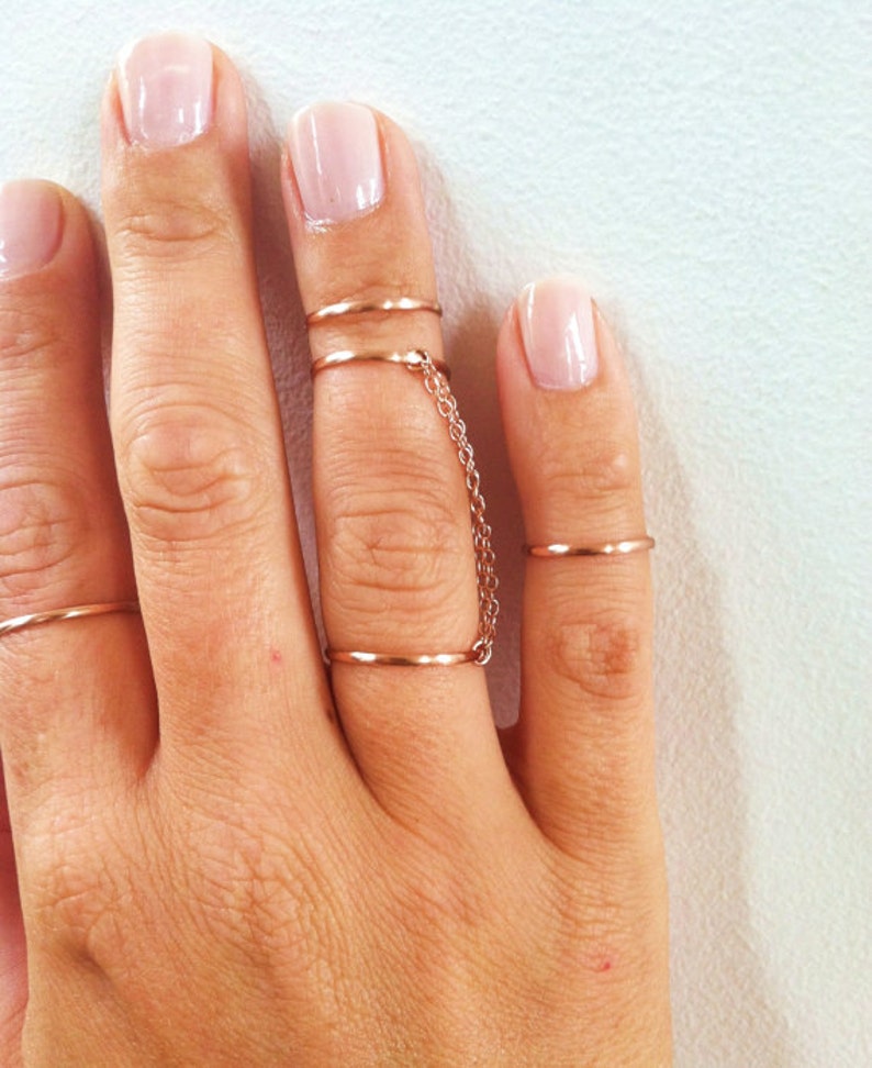 Handcuff Ring, Double Chain Ring, Double Band Ring, Connected Ring, Rose Gold Ring, Gold Filled, or Sterling Silver Knuckle Ring, Seen on DA image 3