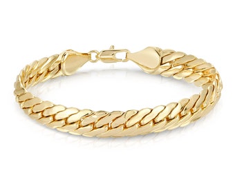 Thick Herringbone Chain Bracelet, Gold Chain Cuff Bracelet, Large Link Bracelet, Gold Bracelet