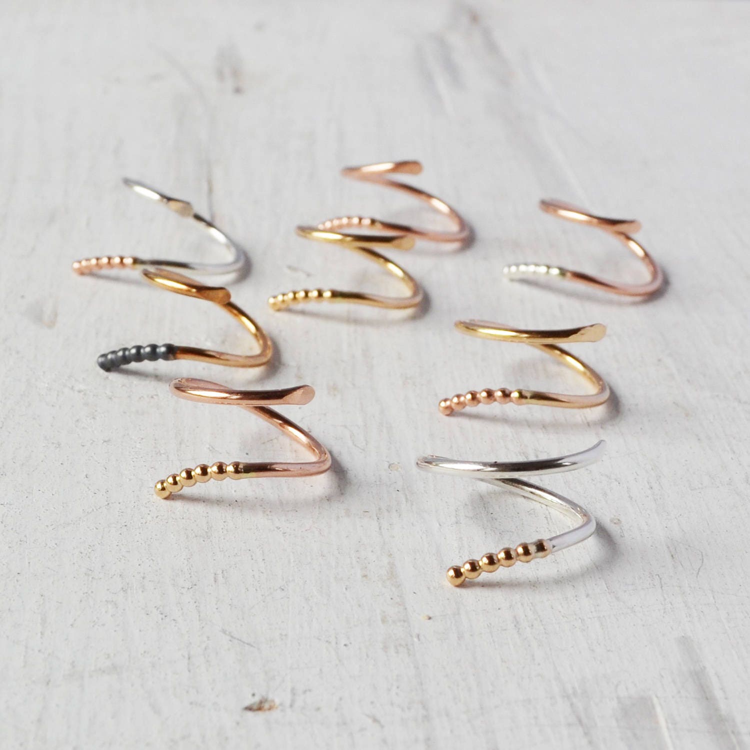 Rattlesnake Ring Mixed Metal Spiral Ring Gold Snake Ring Etsy