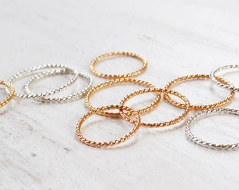 Twist Ring, Stacking Rings, Gold Stacking Ring, Twisted Ring, Sterling Silver, Rope Ring, Stackable Ring, Gold Filled Ring, Rose Gold Ring