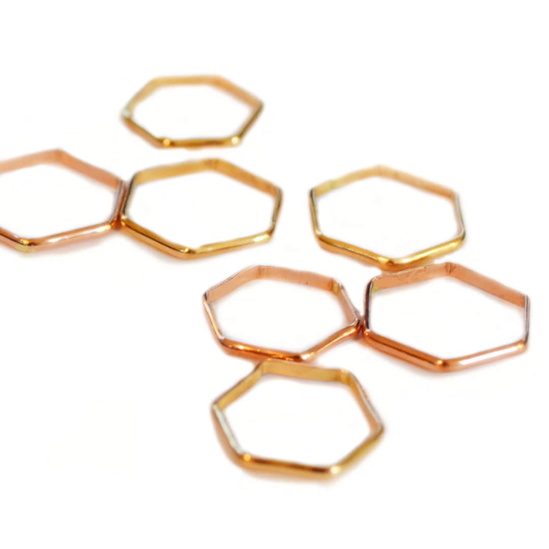 Gold Hexagon Stacking Ring, 14K Gold Filled Hexagon Ring, Sterling ...