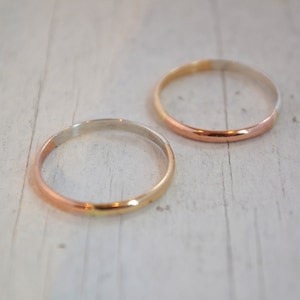 Aura Stacking Ring, Tri Color Band Ring, 3 Metals in one Ring, Gold Filled, Silver, Rose Gold Knuckle Ring, Gold Midi Ring