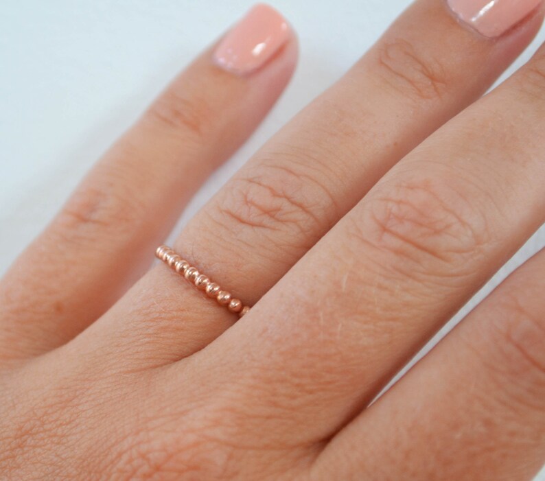 Gold Beaded Ring, Simple Rose Gold Ring, 14K Gold Filled Ball Ring, Dot Band Ring, Gold Stacking Ring, Sterling Silver Bead Ring image 4