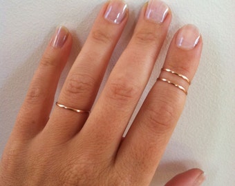 Set of 2- Mid Knuckle Rings- 14K Rose Gold Rings, Gold Filled, Gold Stacking Rings, Gold Midi Rings- any sizes