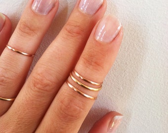 Knuckle Ring Set of 4- Mid Knuckle Rings -Sterling Silver, 14K Gold Filled, Rose Gold Stacking Rings, Midi Rings in any sizes