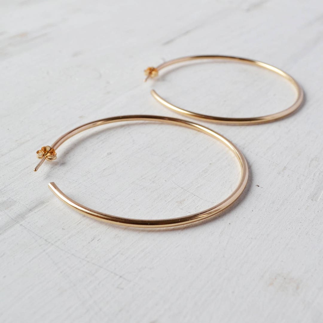 Classic Gold Hoop Earrings Minimalist Rose Gold Hoop Simple - Etsy