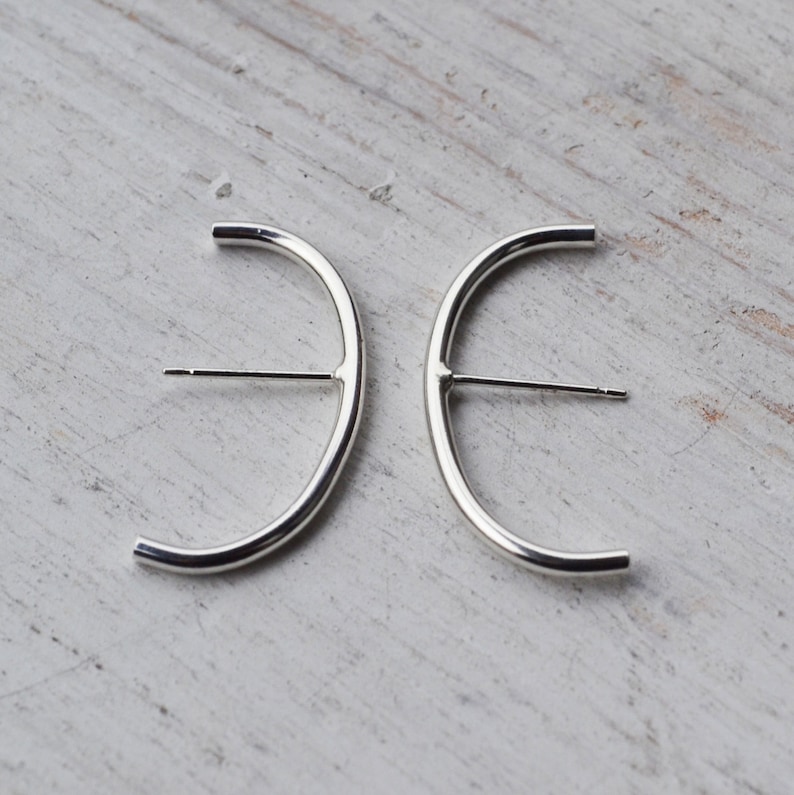 Minimalist Ear Suspender Hoop Sterling Silver Ear Suspender Etsy