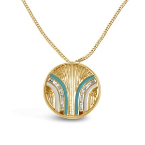 Blue and White Enamel Coin Necklace, Pastel Circle Necklace, Textured Gold Coin Pendant, Enamel Jewelry, Spring Trend Necklace
