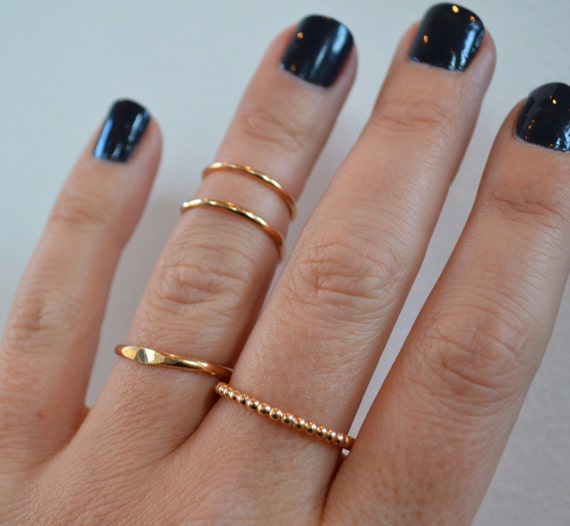Ring Gift Set 4 Gold Rings 14K Gold Filled Stacking Rings Rose