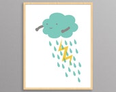 Kindergarten drucken - Gewitterwolke - ein modernes Design Print / / 8.5 x 11 oder 13 x 19 / / Kindergarten oder Kinder Zimmer Poster