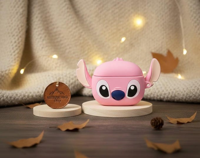 Stitch & Angel AirPods Case • Disney Blue and Pink Case • Cute Lilo Silicone Protection • Couple Gift Idea for Valentine's Day Ohana